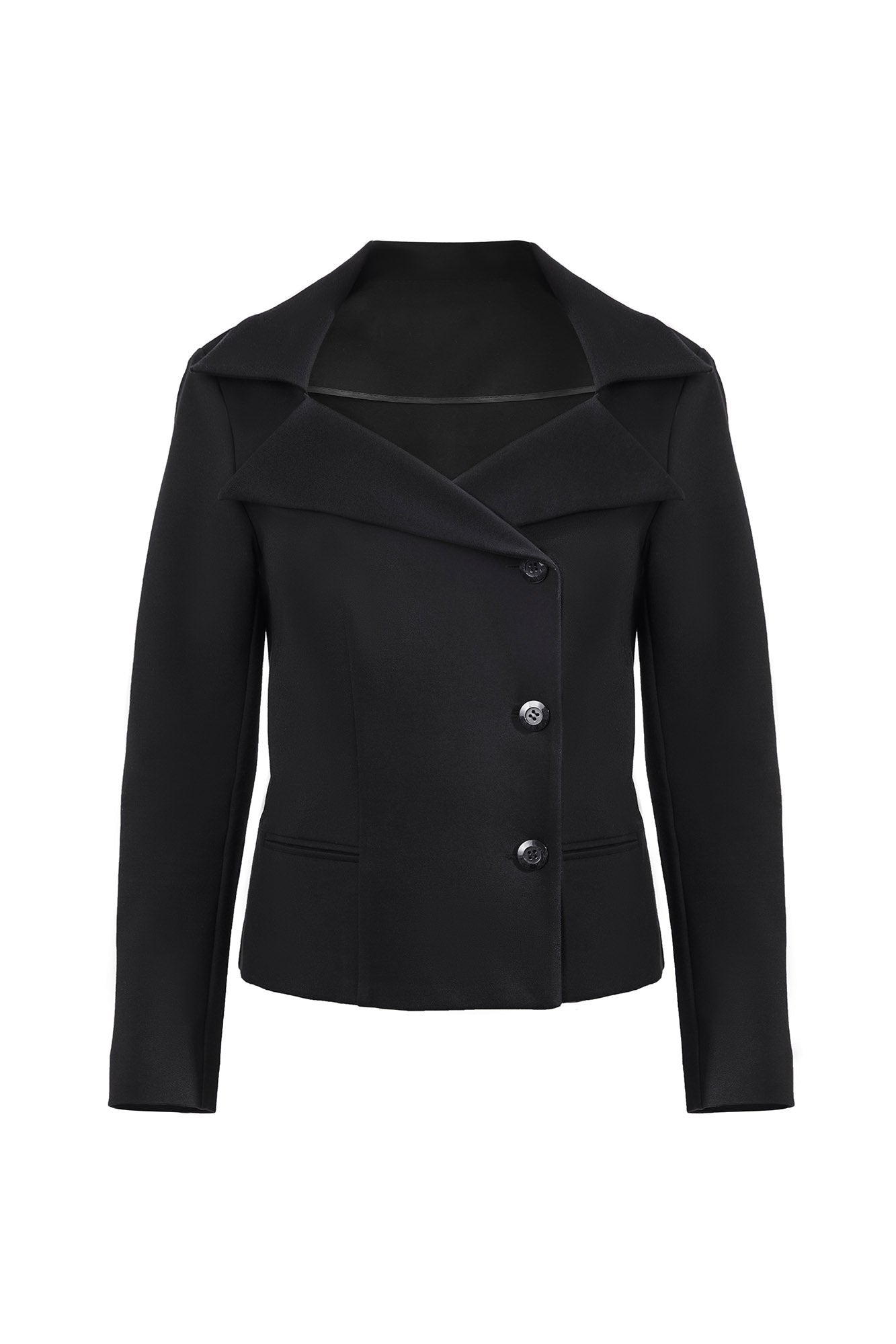 Harlow Black Double-Breasted Blazer Flat